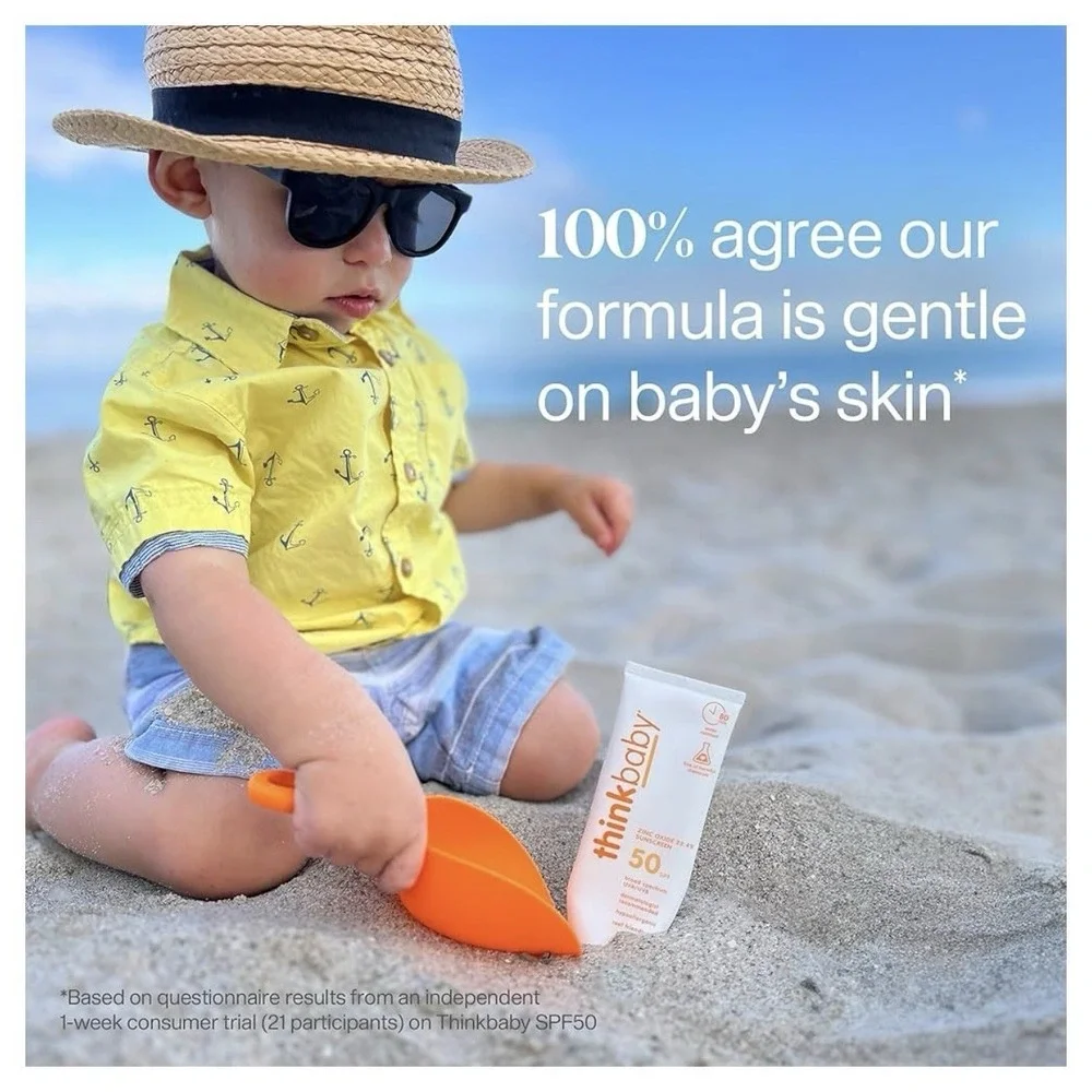 Thinkbaby SPF 50+ Baby Mineral Sunscreen 3oz Lot of 2 Zinc Oxide Water Resistant